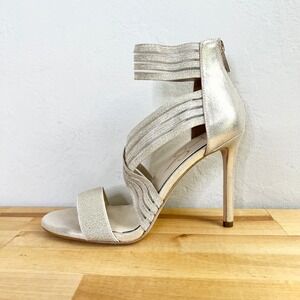 Jessica Simpson Metallic Champagne Gold Strappy Stiletto Sandals Heels Jivero 8